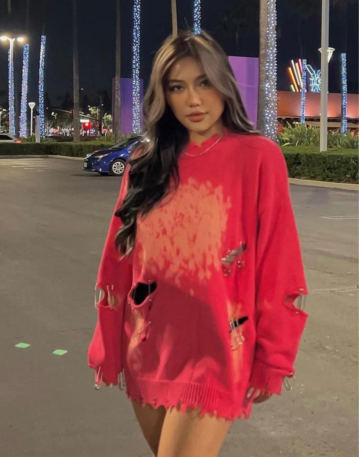 Fvshya Paperclip Broken Design Knit Sweater