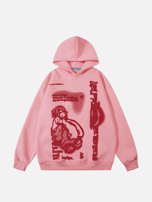 Fvshya Cartoon Figure Print Hoodie