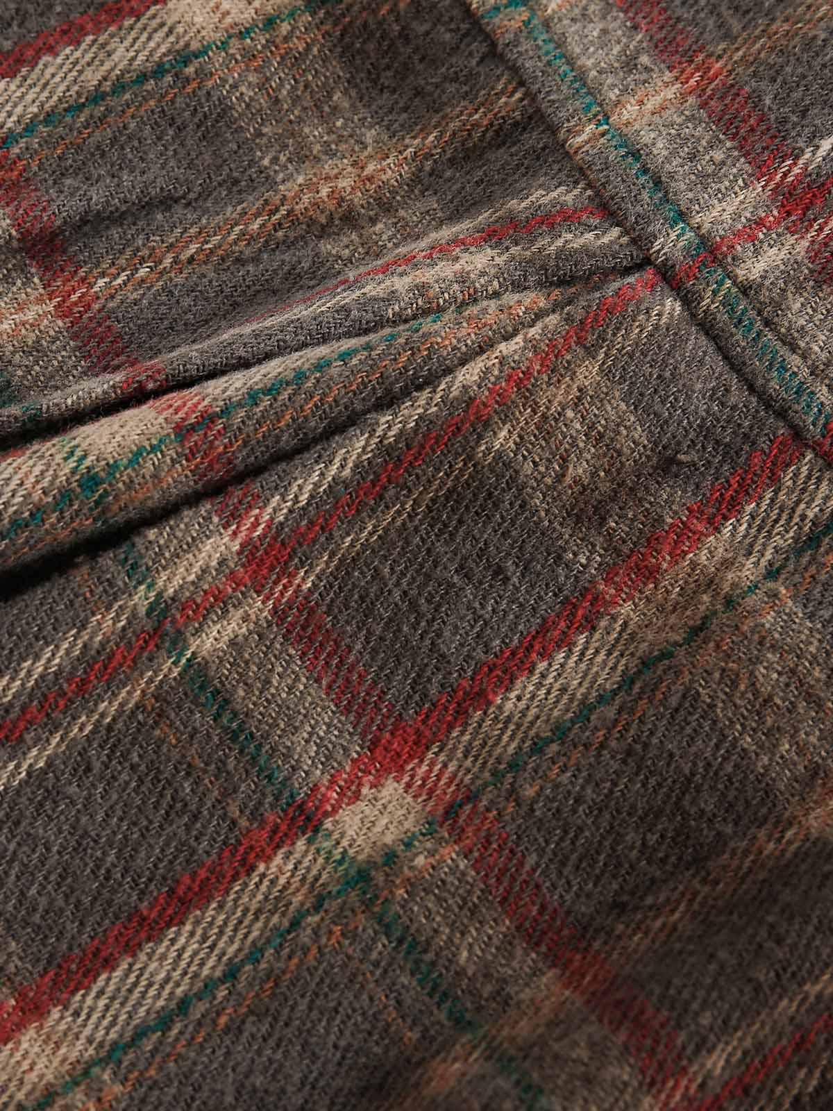 Fvshya Vintage Plaid Tie-Dye Long Sleeve Shirt