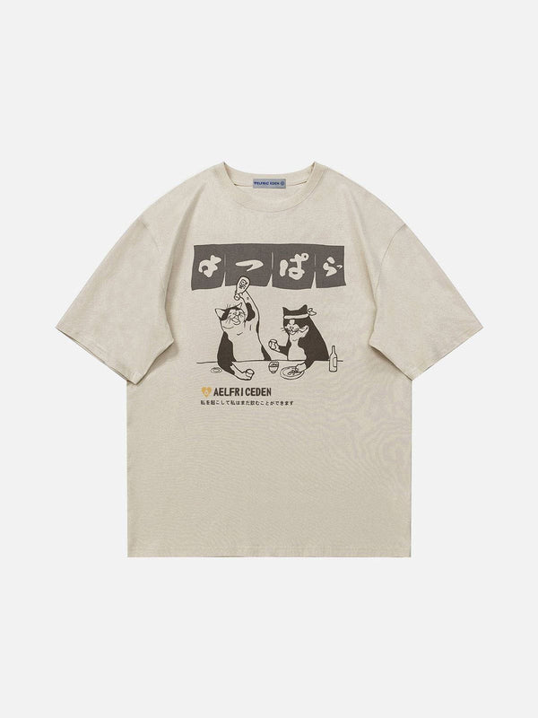 Fvshya The Cat After Work Print Tee