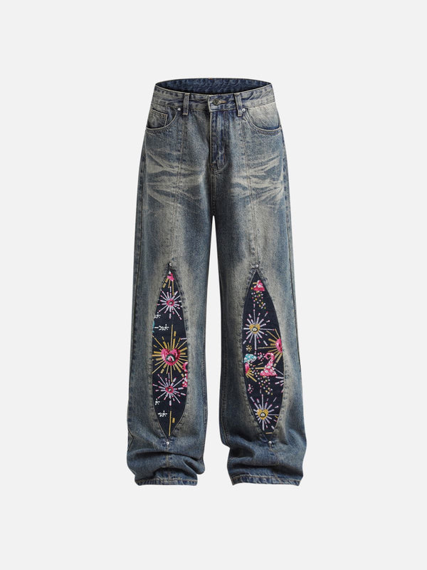 Fvshya Firework Beadwork Baggy Jeans