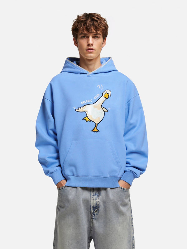 Fvshya Towel Embroidery Duck Pullover Hoodie
