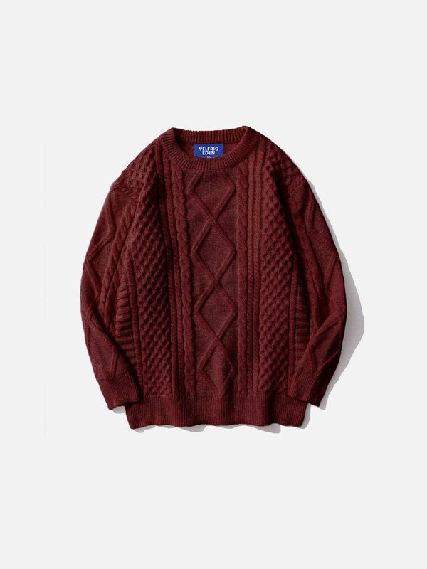 Fvshya Retro 90s Burgundy Red Sweater