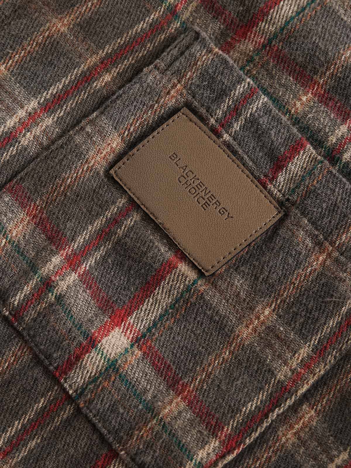 Fvshya Vintage Plaid Tie-Dye Long Sleeve Shirt