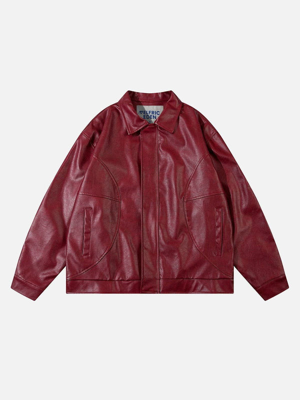 Fvshya Vintage Burgundy Essential Faux Leather Jacket