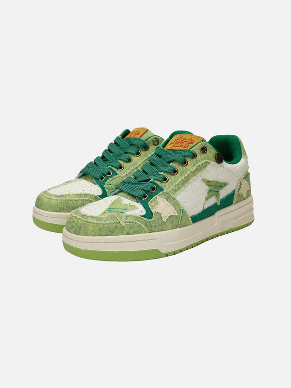 Fvshya StarryClimb Patchwork Avocado Green Star Skate Shoes