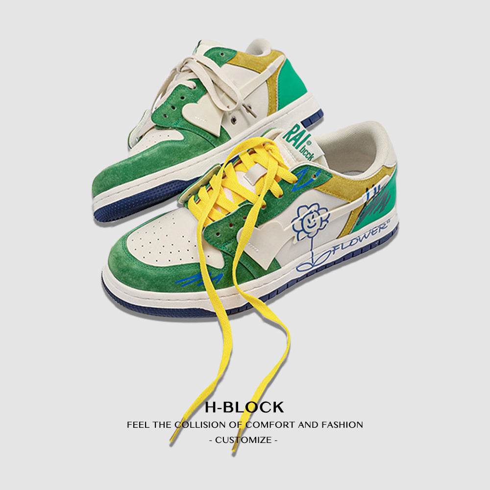 Fvshya H-Block Flower Canvas Skate Shoes