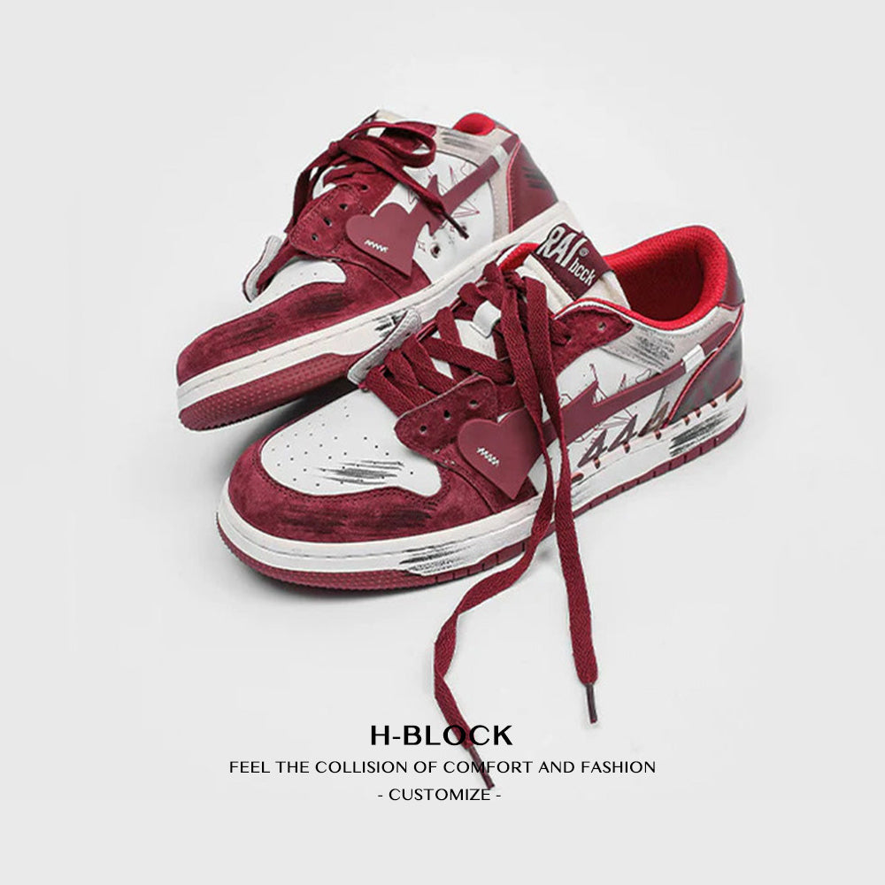 Fvshya H-Block Flower Canvas Skate Shoes