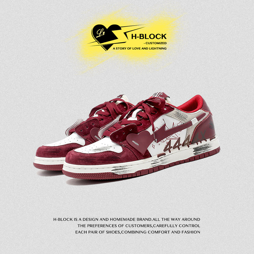 Fvshya H-Block Flower Canvas Skate Shoes