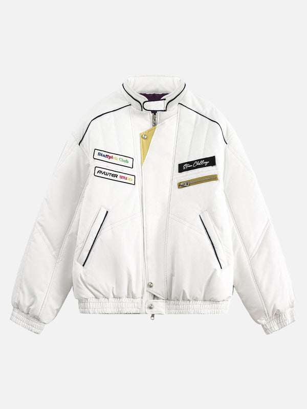 Fvshya Embroidery Double Zipper Bomber Jacket