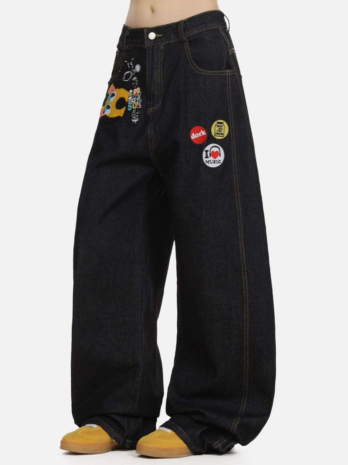 Fvshya Embroidery Baggy Barrel Jeans