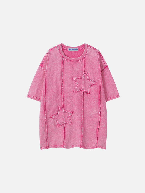 Fvshya Applique Embroidery Star Washed Tee