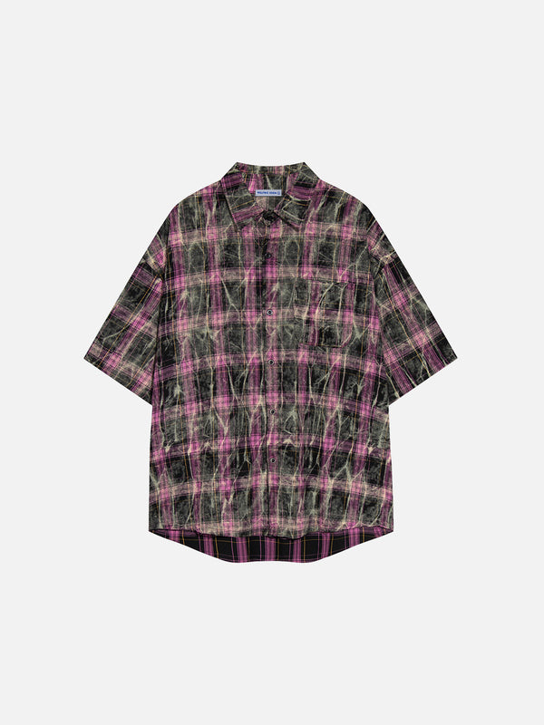 Fvshya Plaid Washed Short Sleeve Shirt