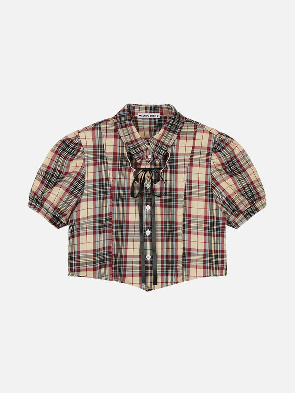 Fvshya Plaid Cropped Short Sleeve Shirt
