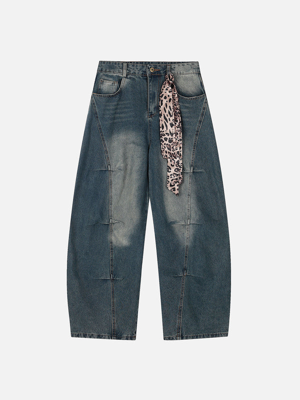 Fvshya Leopard Kerchief Super Baggy Barrel Jeans