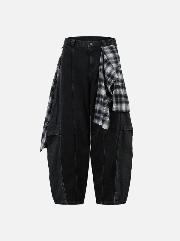 Fvshya Plaid Baggy Barrel Jean