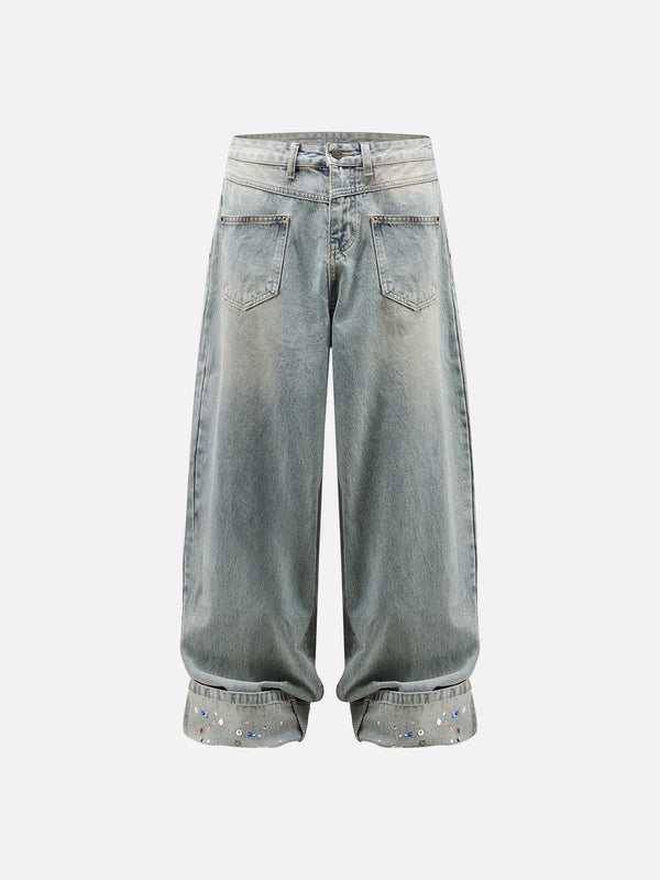 Fvshya Rhinestone Cuffed Jeans