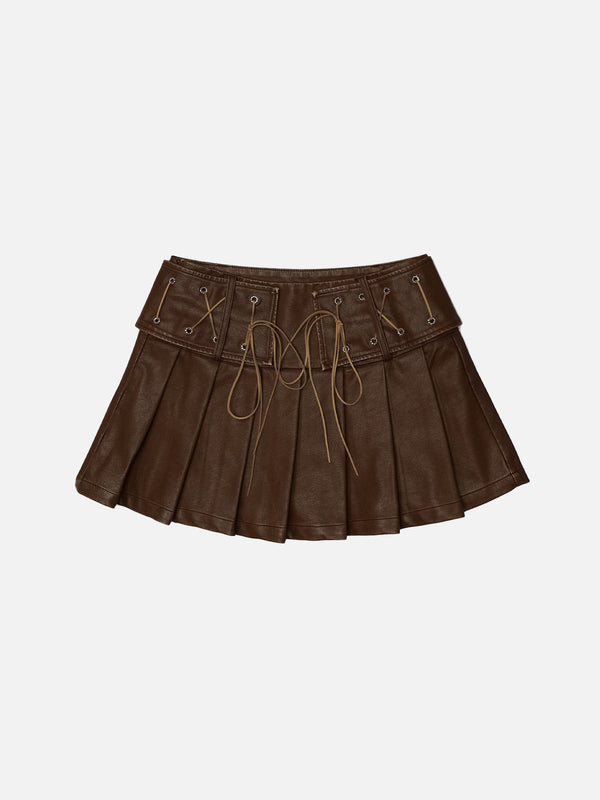 Fvshya Drawstring Faux Leather Skirt