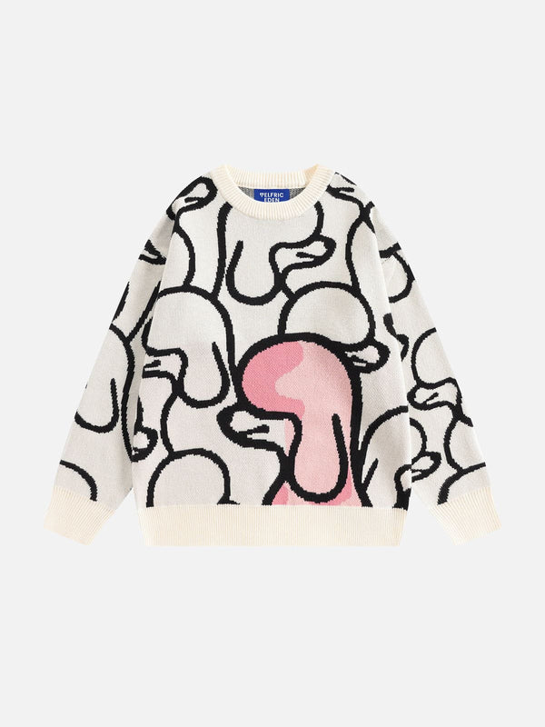 Fvshya Hand Drawn Full Print Poodle Sweater