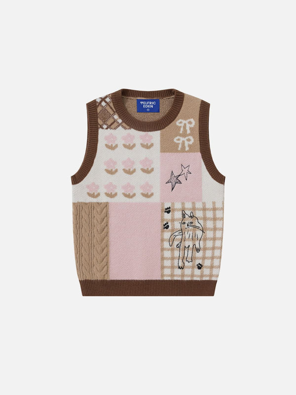 Fvshya Cat Jacquard Sweater Vest