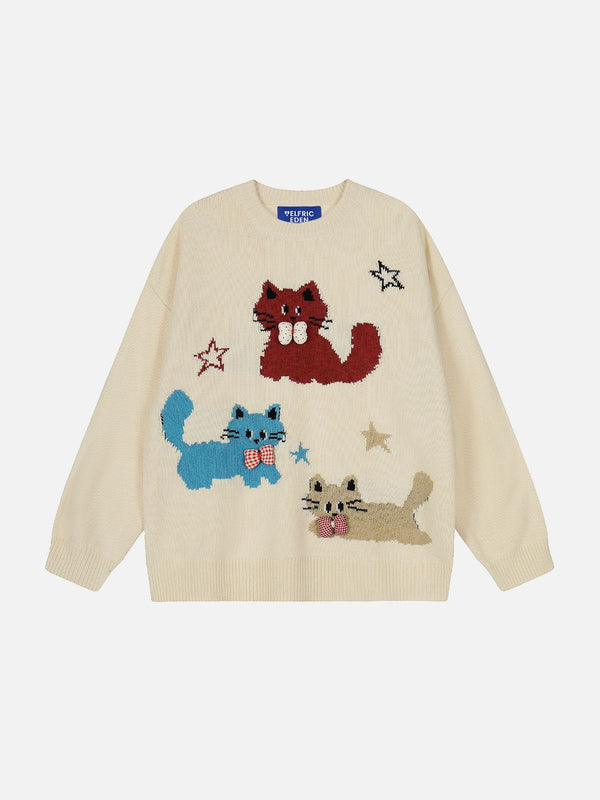 Fvshya Star Cat Jacquard Sweater