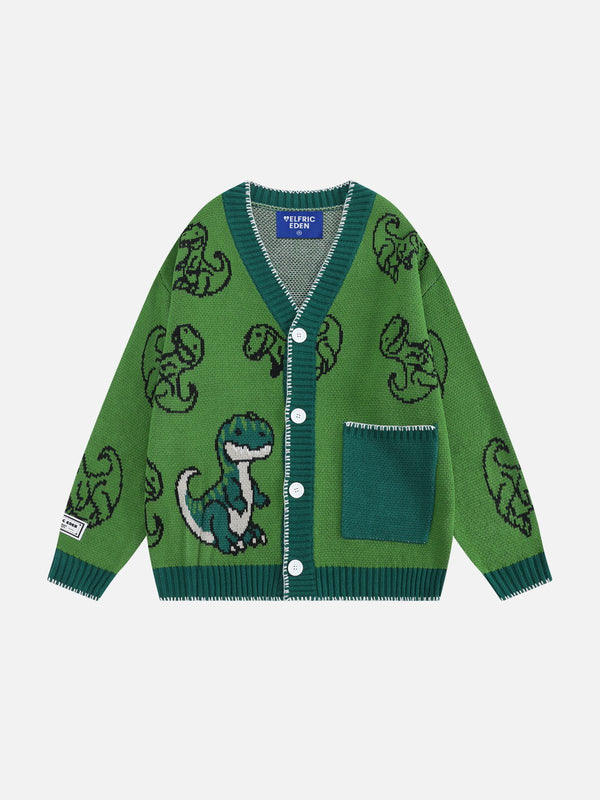 Fvshya Hand Drawn Dinasour Cardigan