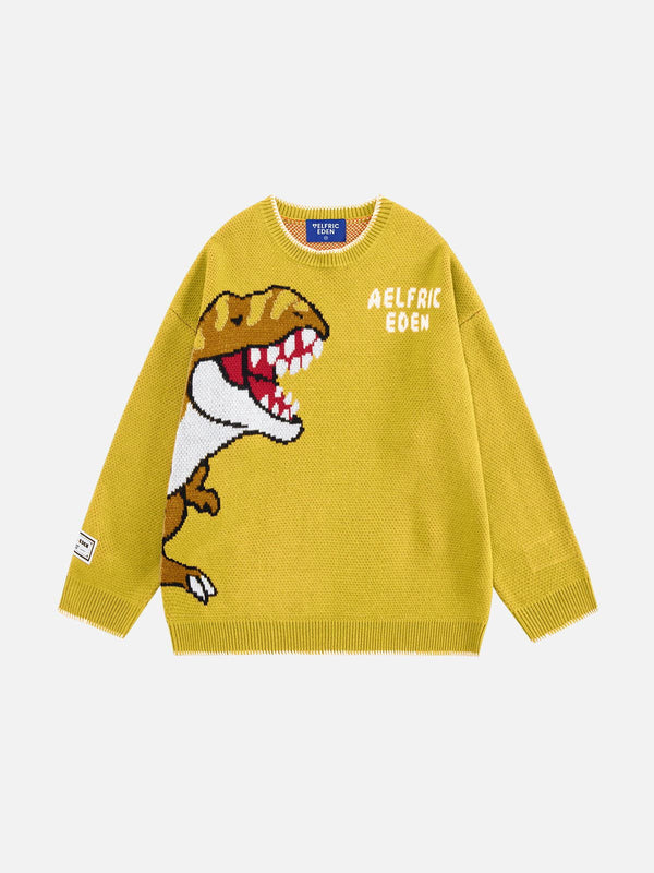 Fvshya Hand Drawn Dinasour Sweater