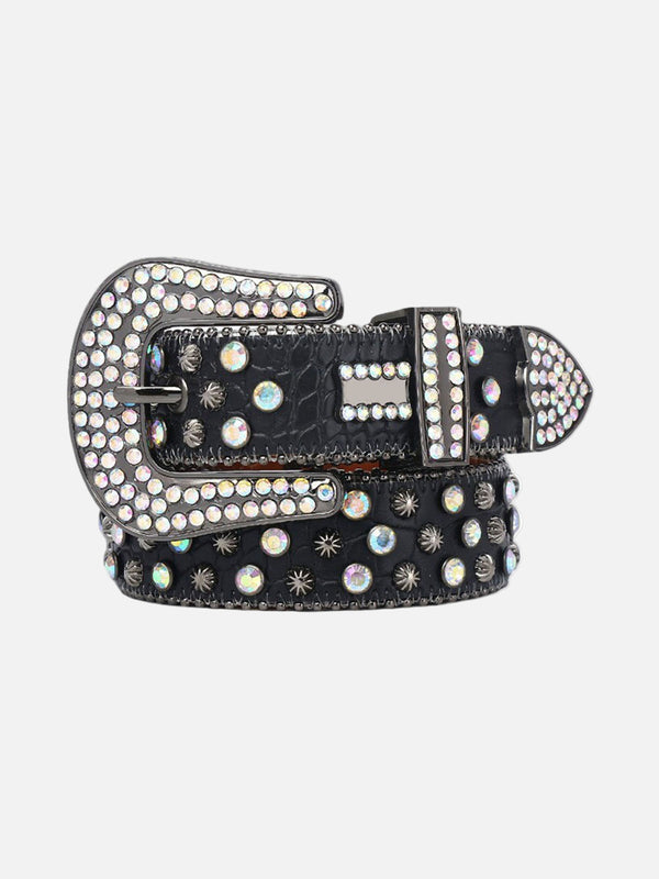 Fvshya Punk Style Metal Hotfix Rhinestone Belt