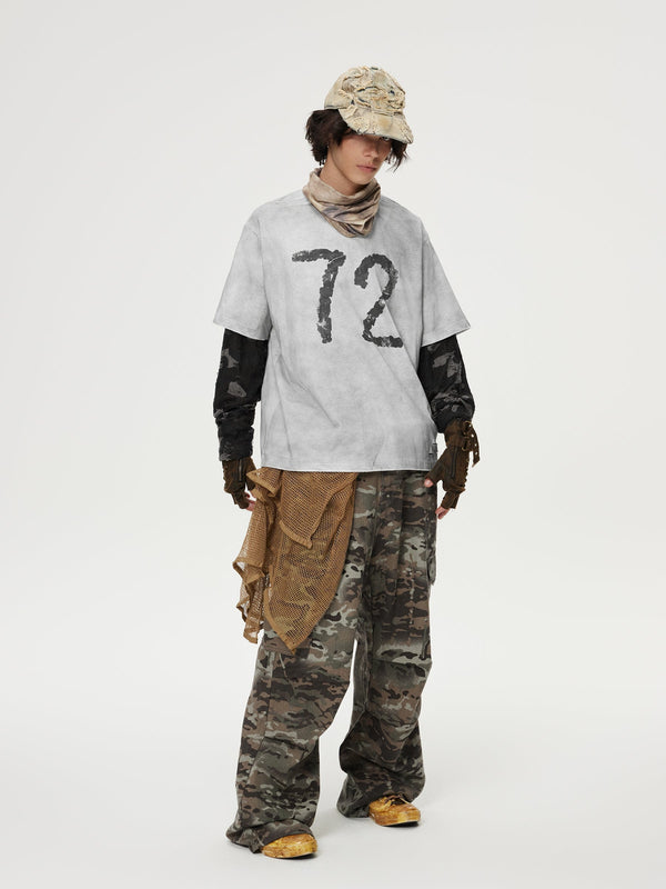 Fvshya Camouflage Distressed Long Sleeve Tee