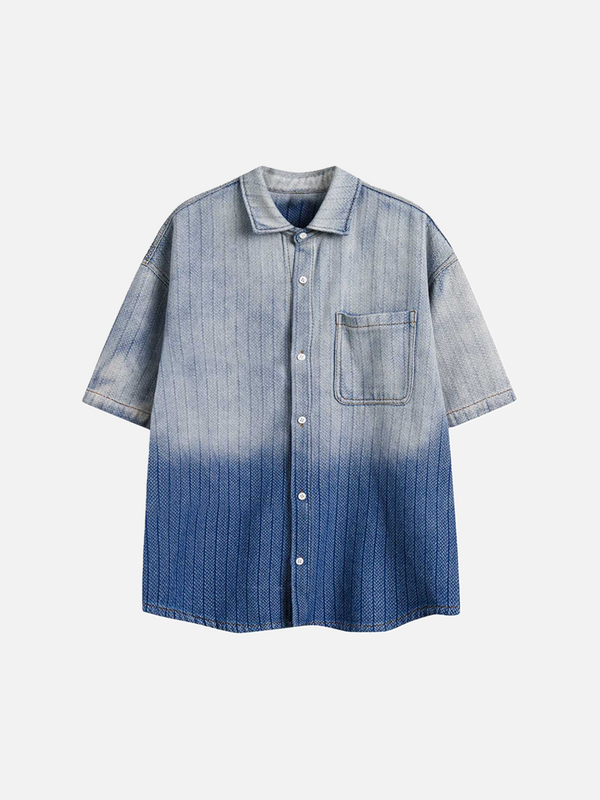 Fvshya Gradient Denim Short-Sleeve Shirt