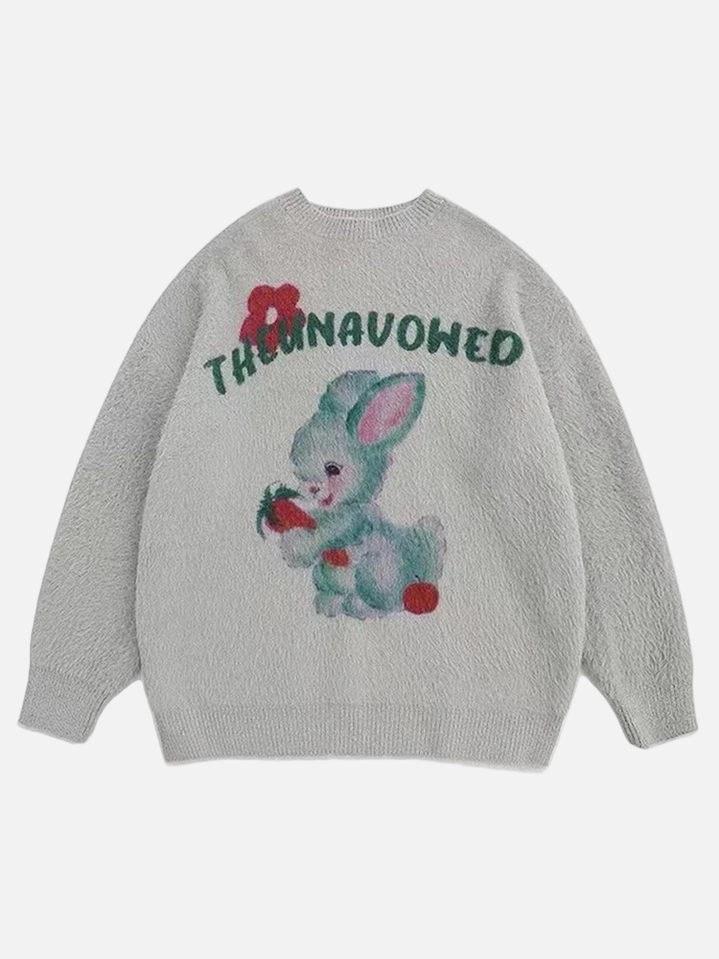 Fvshya Cartoon Rabbit Graphic Sweater