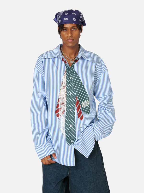Fvshya Necktie Print Long Sleeve Shirt
