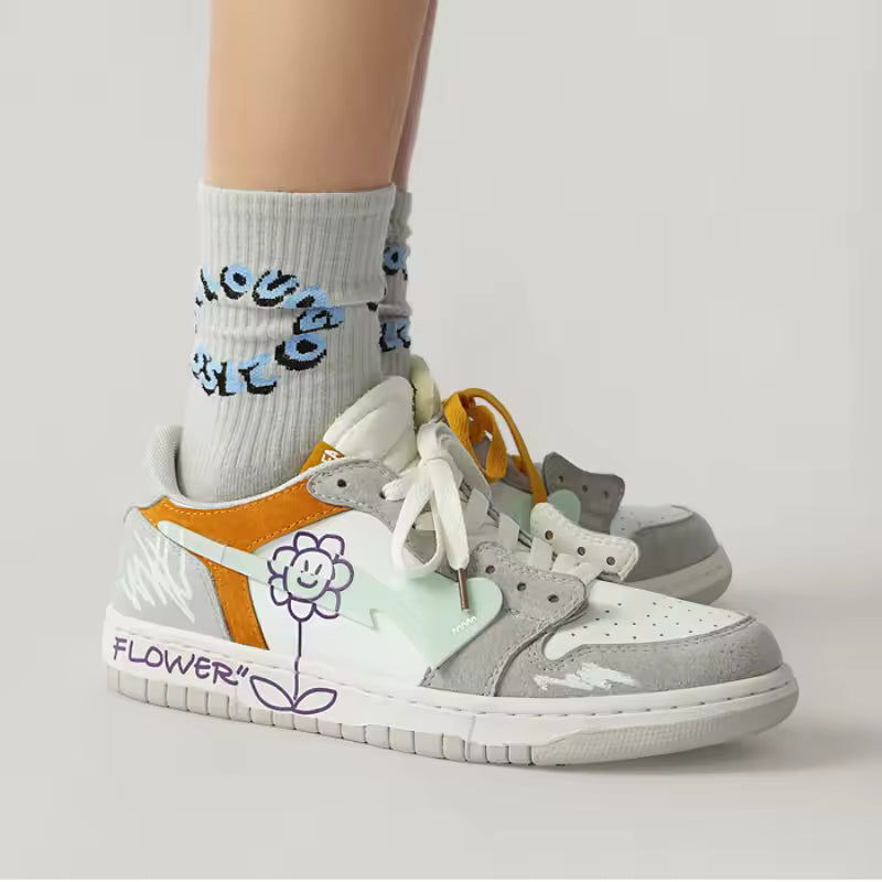 Fvshya H-Block Flower Canvas Skate Shoes
