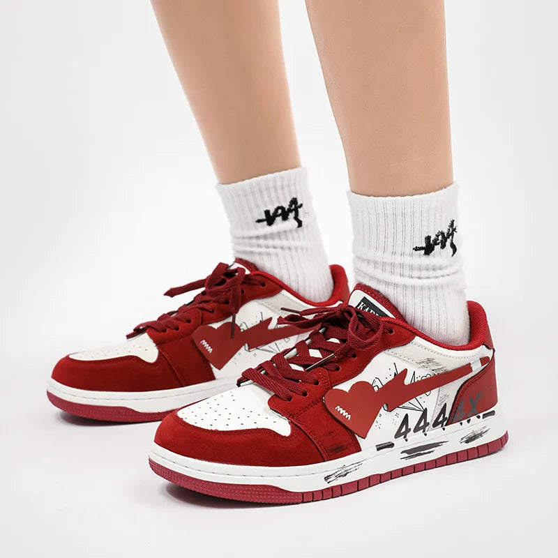 Fvshya H-Block Flower Canvas Skate Shoes