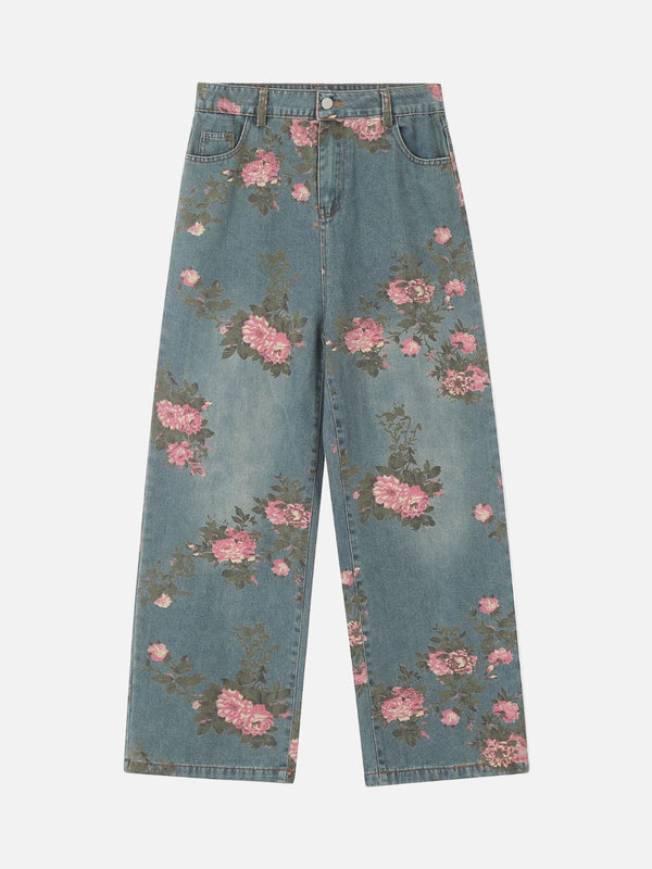 Fvshya Floral Print Straight Jeans