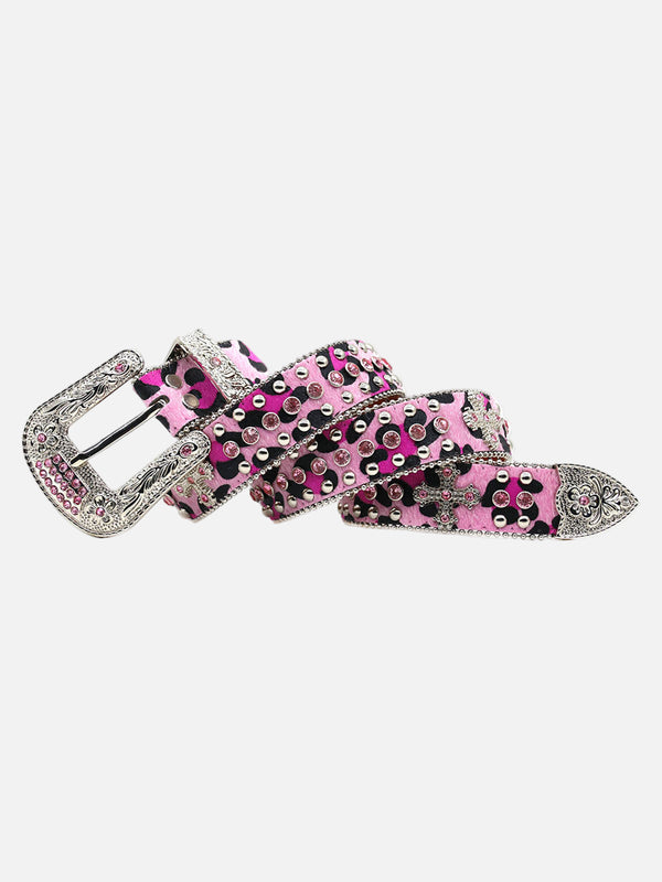 Fvshya Punk Style Hotfix Rhinestone Belt