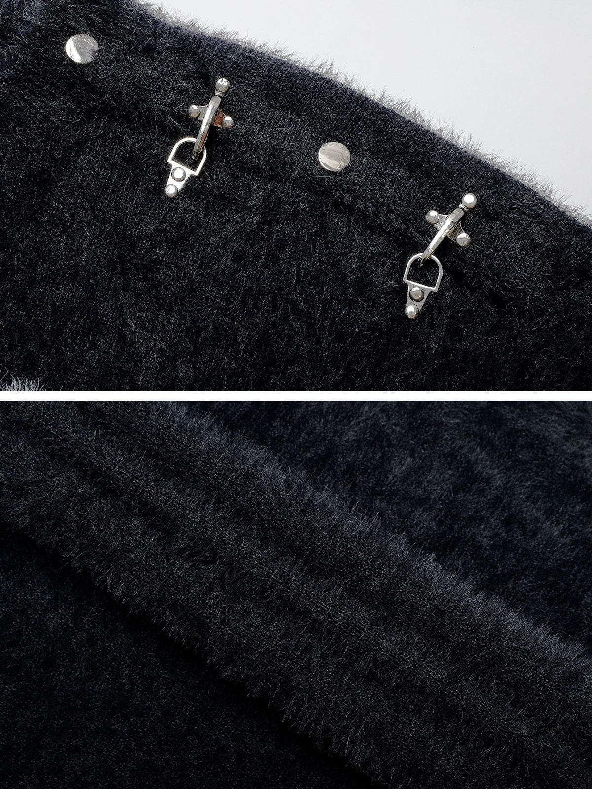 Fvshya Metal Buckle Spider Jacquard Sweater