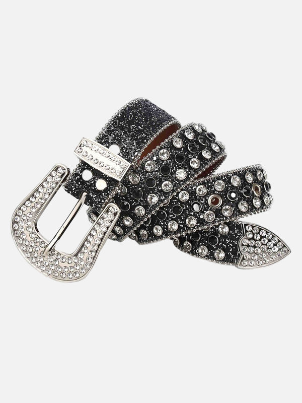 Fvshya Studded Rhinestone Hip Hop Belt