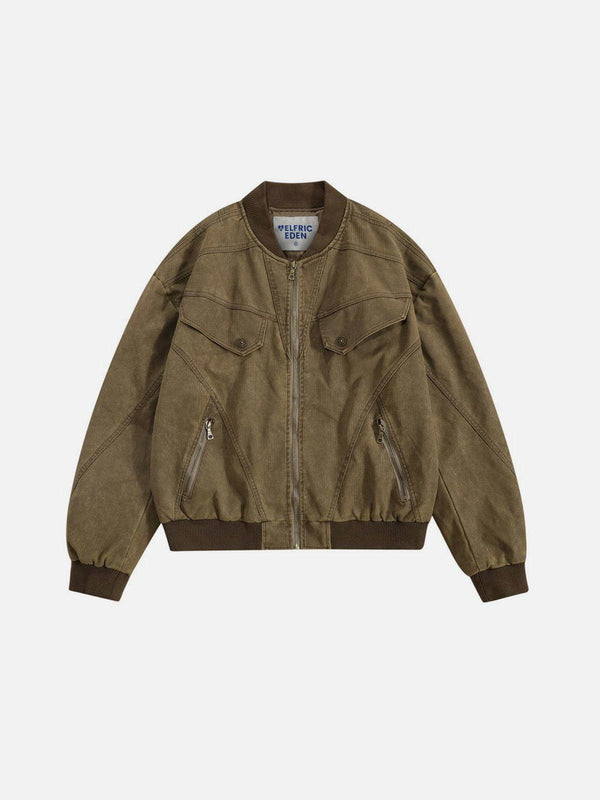 Fvshya Deconstructive Patchwork Washed Bomber Jacket