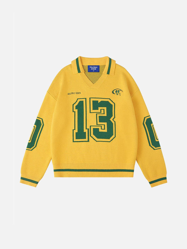 Fvshya Number Graphic Polo Sweater