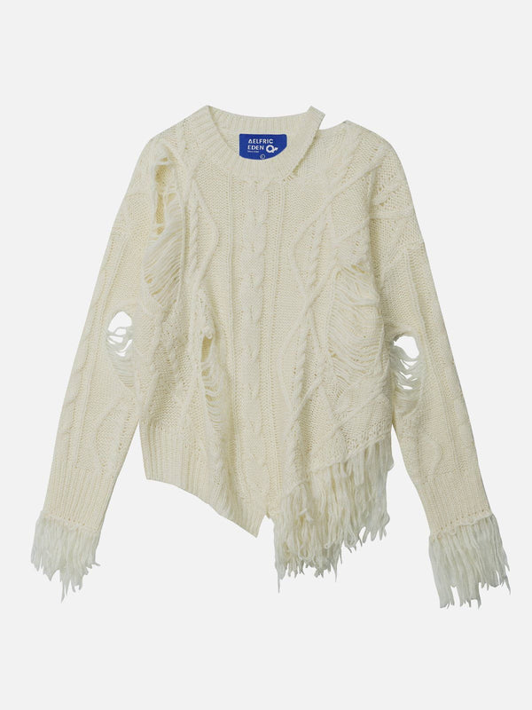 Fvshya Distressed Fringe Sweater