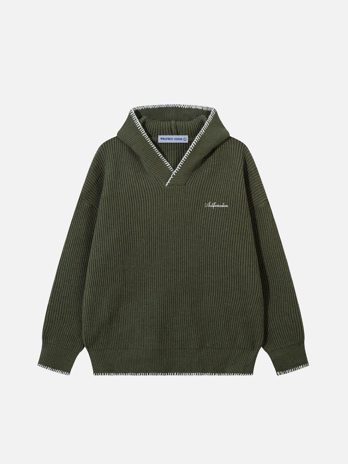 Fvshya Line Patchwork Knit Hoodie