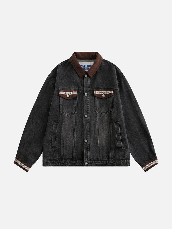 Fvshya Corduroy Patchwork Denim Jacket