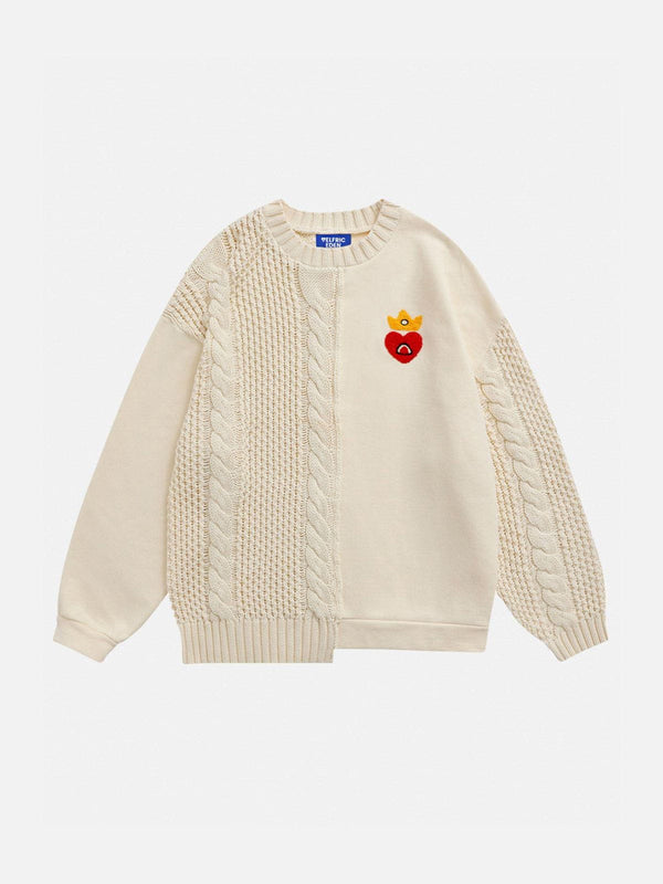 Fvshya Patchwork Embroidery Heartie Sweater