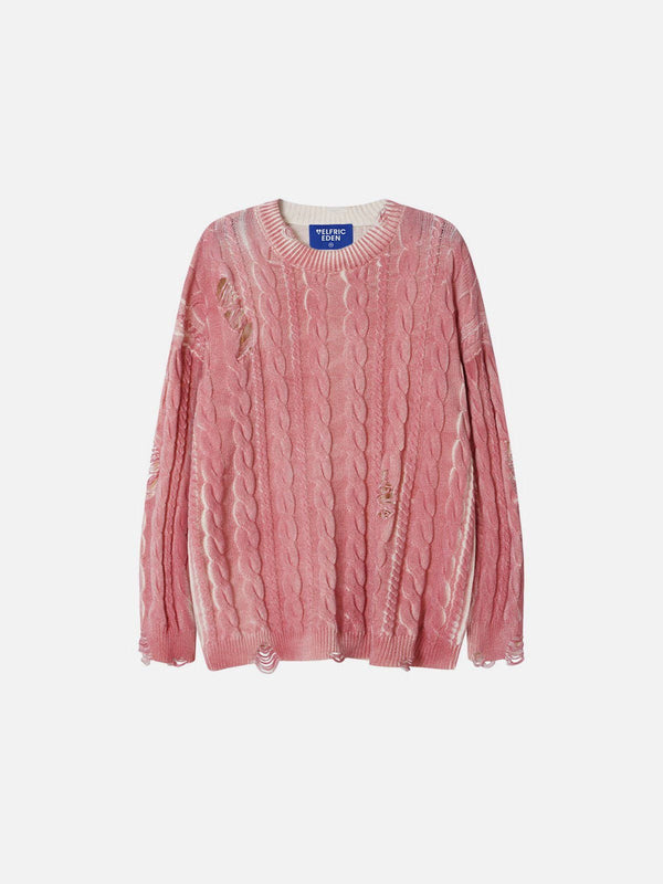 Fvshya Gardient Distressed Sweater