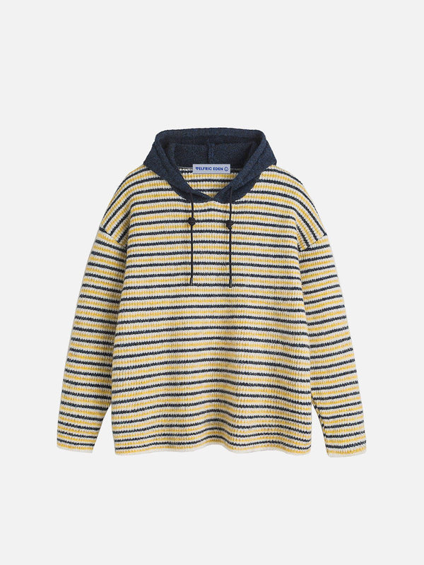 Fvshya Vintage Stripe Knit Hoodie