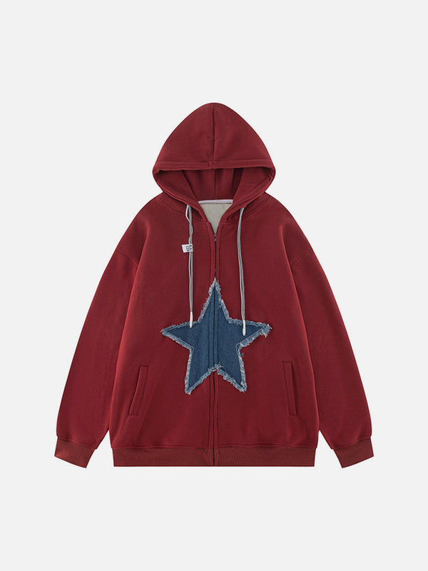 Fvshya Starlight Denim Graphic Zip Up Hoodie