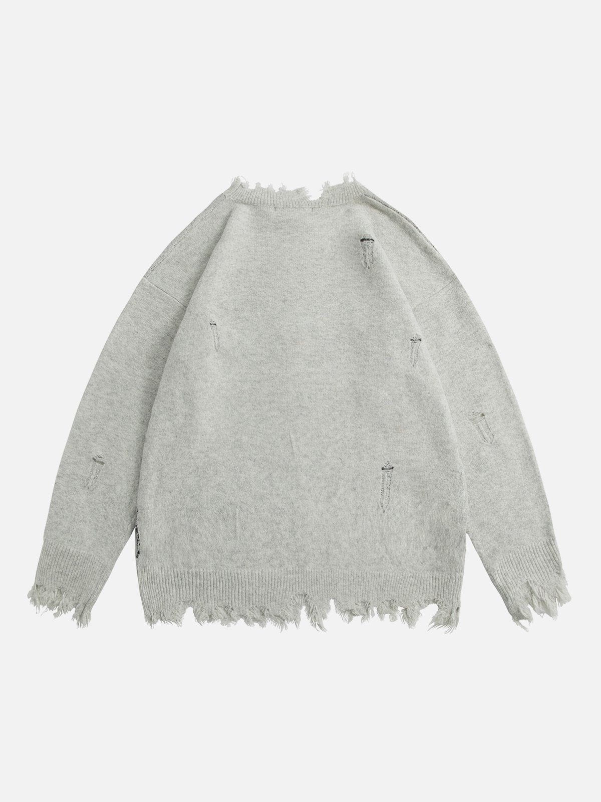 Fvshya Letters Ripped Hole Sweater
