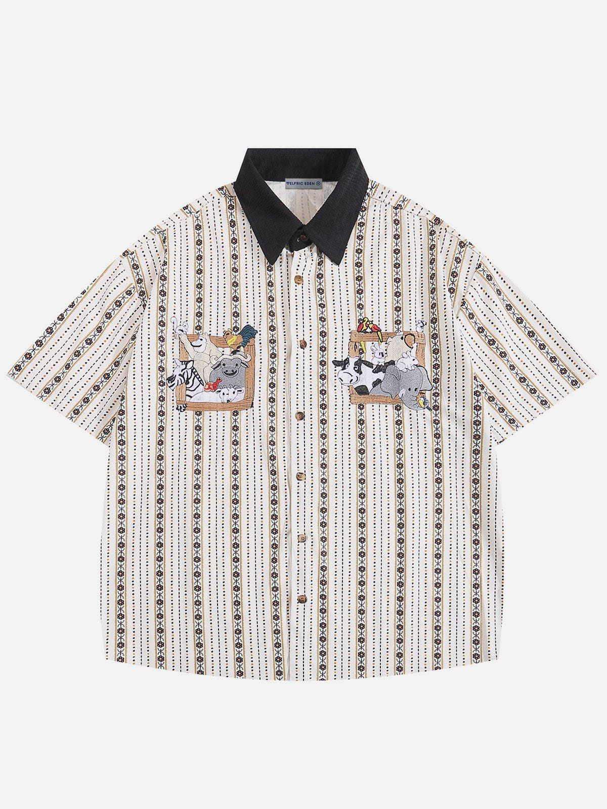 Fvshya Embroidery Animal Short Sleeve Shirt