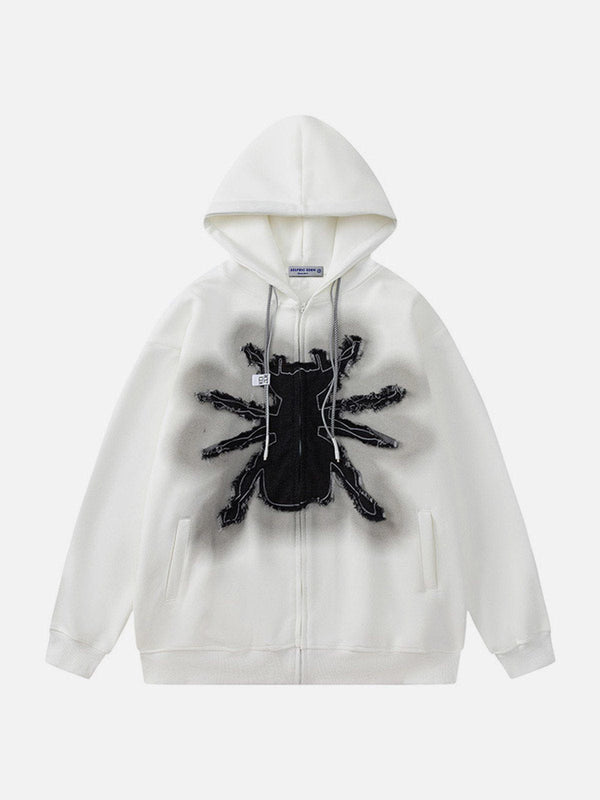 Fvshya Applique Embroidery Spider Hoodie